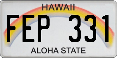 HI license plate FEP331