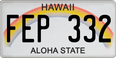 HI license plate FEP332