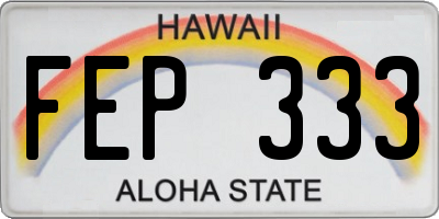 HI license plate FEP333