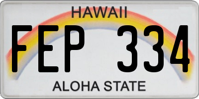 HI license plate FEP334