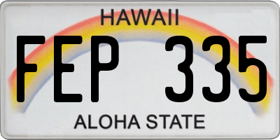 HI license plate FEP335