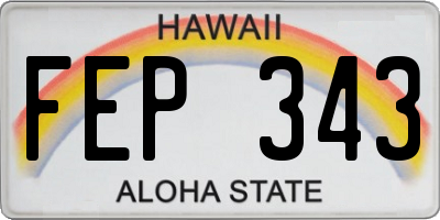 HI license plate FEP343