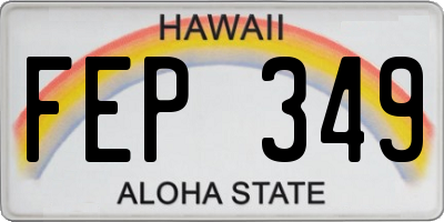 HI license plate FEP349