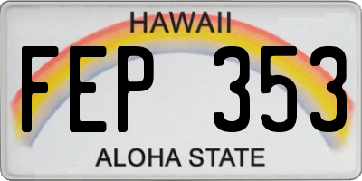 HI license plate FEP353