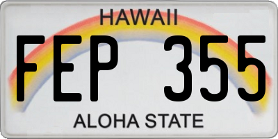 HI license plate FEP355