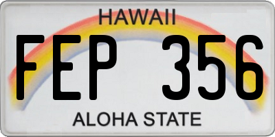 HI license plate FEP356