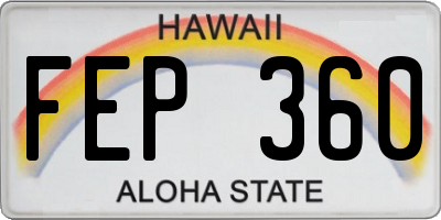 HI license plate FEP360