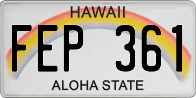 HI license plate FEP361