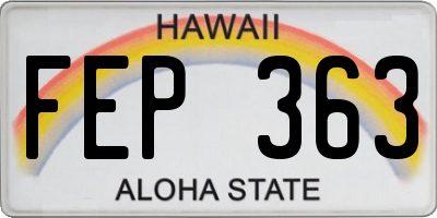 HI license plate FEP363