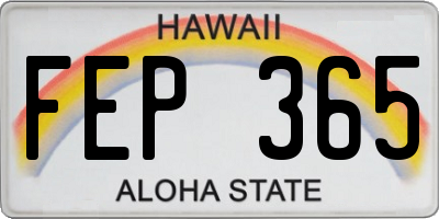HI license plate FEP365