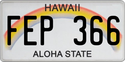 HI license plate FEP366