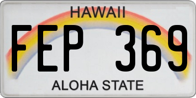 HI license plate FEP369