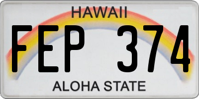 HI license plate FEP374