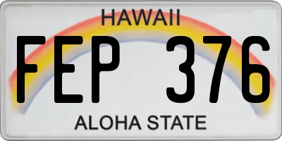HI license plate FEP376