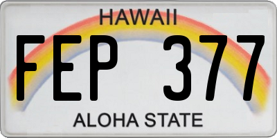 HI license plate FEP377