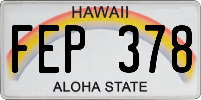 HI license plate FEP378