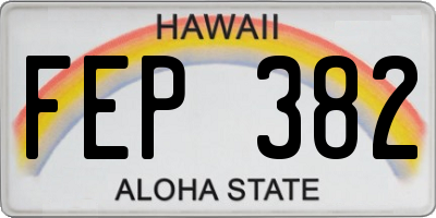 HI license plate FEP382