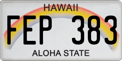 HI license plate FEP383