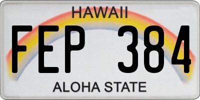 HI license plate FEP384