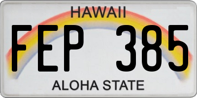 HI license plate FEP385