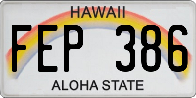 HI license plate FEP386