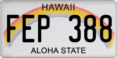 HI license plate FEP388