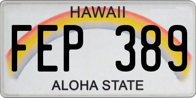 HI license plate FEP389