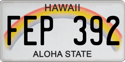 HI license plate FEP392