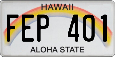 HI license plate FEP401