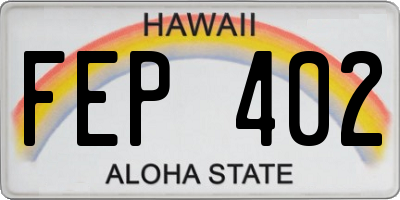 HI license plate FEP402