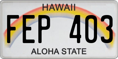 HI license plate FEP403