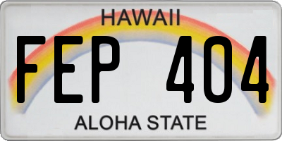 HI license plate FEP404