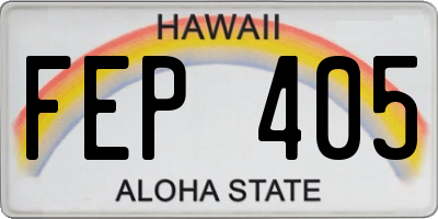 HI license plate FEP405