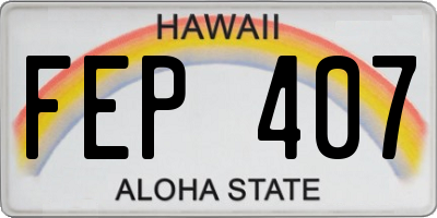HI license plate FEP407
