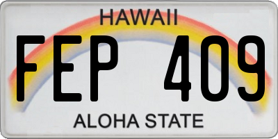 HI license plate FEP409
