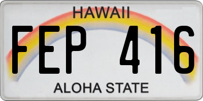 HI license plate FEP416