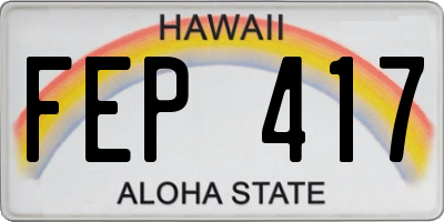 HI license plate FEP417