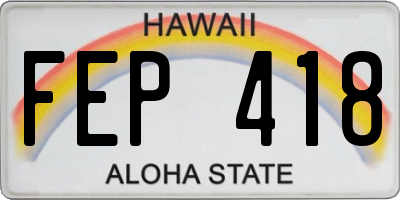 HI license plate FEP418