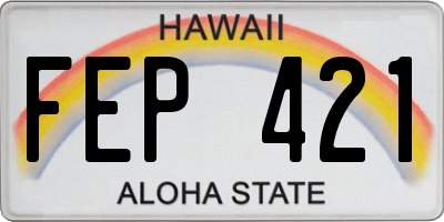HI license plate FEP421