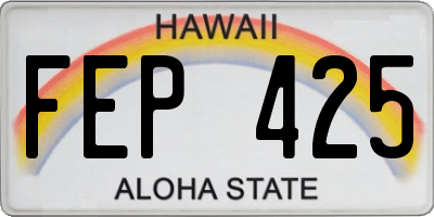 HI license plate FEP425