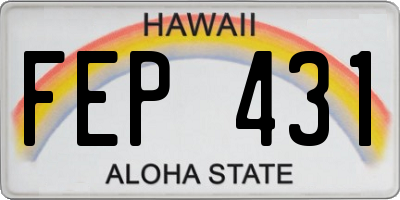 HI license plate FEP431