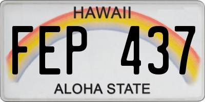 HI license plate FEP437