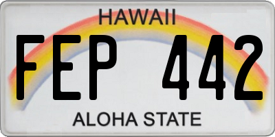 HI license plate FEP442