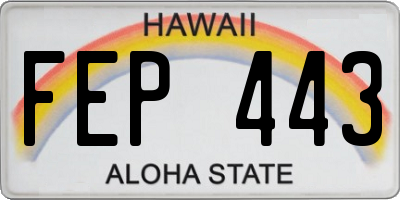 HI license plate FEP443