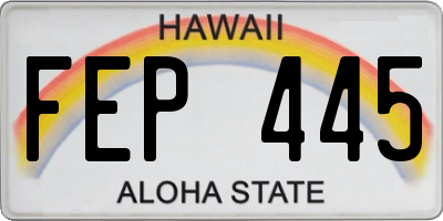 HI license plate FEP445