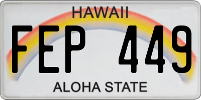 HI license plate FEP449