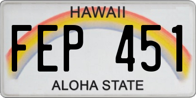 HI license plate FEP451
