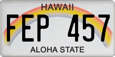 HI license plate FEP457