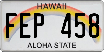 HI license plate FEP458
