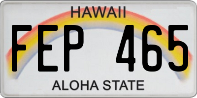 HI license plate FEP465